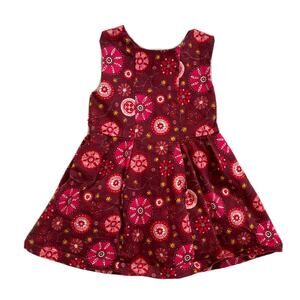 OSHKOSH Genuine Kids Red Floral Woven Cotton Dress Size 2T Girl Lined Sleeveless